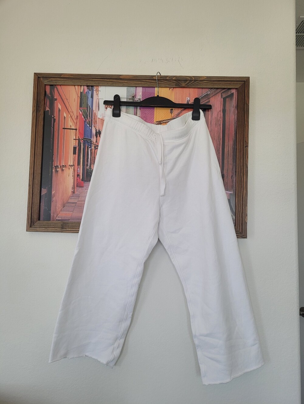 Frank & Eileen White Cotton Wide-Leg Lounge Pants CATHERINE large